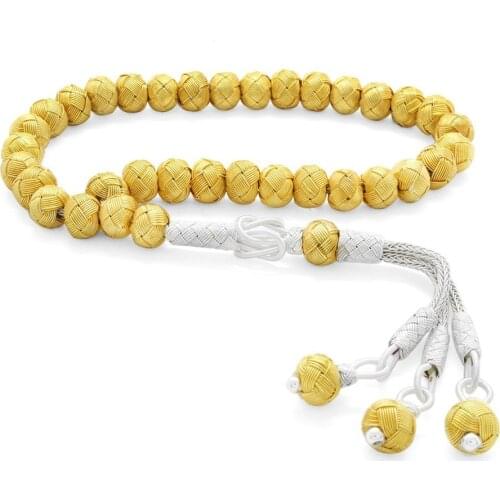 Tesbihane Handwork Sphere Cutout Wrist-Length Gold Color 1000 Sterling Silver Kazaz Rosary