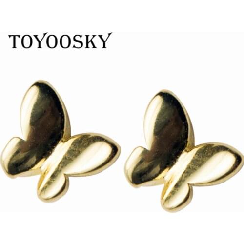 TOYOOSKY 925 Sterling Silver Cute Tiny Gold Color Butterfly Stud Earrings Gift for Women Girls Fashion Silver Jewelry