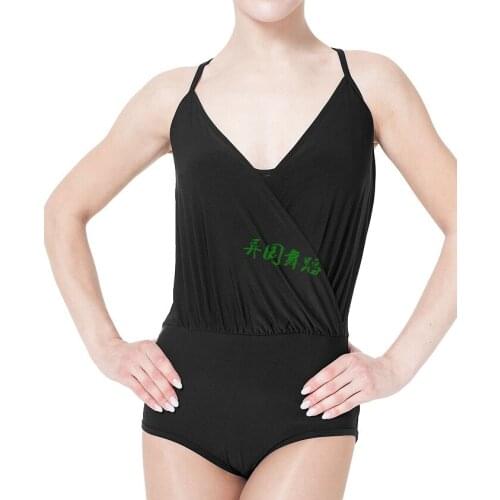 Ballroom dance modern dance cross V brought back modern practice even exposed sling top leotard T15007