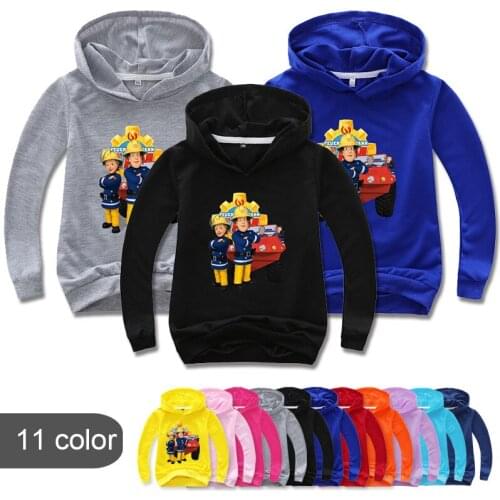 Spring Kids Clothes Cartoon Fireman Print Baby Boys Long Sleeve T-shirts Kids Hoodies Boys Girl Clothing Sweatshirts Out Coats