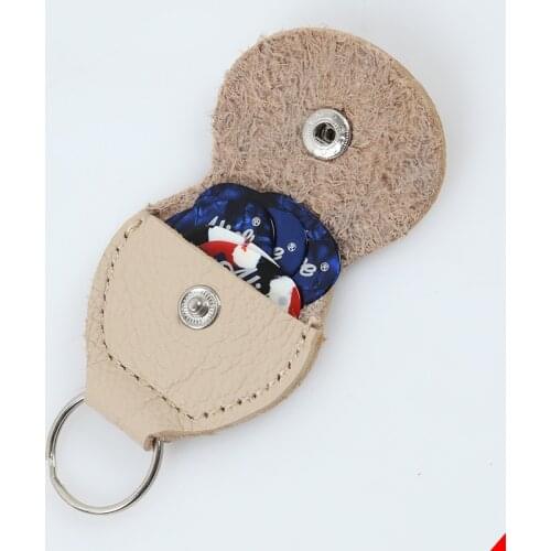 High Quality Guitar Pick Holder Genuine Leather Guitarra Plectrum Case Bag Keychain Shape Guitar Accessories