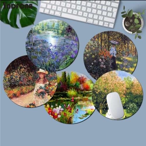 YNDFCNB Top Quality Claude Monet Garden Laptop Computer round desk pads Mousepad gaming Mousepad Rug For PC Laptop Notebook