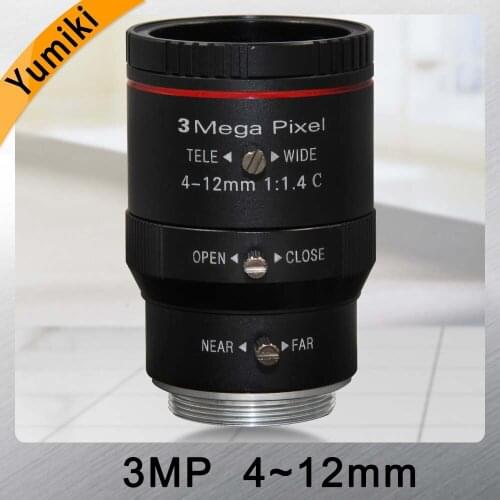 Yumiki 3MP 4-12mm LENS C Mount 3.0 Mega Pixel HD Industrial lens Vari-Focal Manual Iris CCTV Lens For CCTV Camera