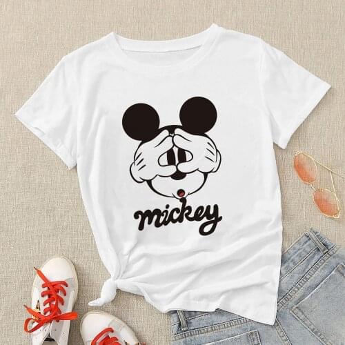 Disney Women Tshirt Mickey Mouse Print Cartoon O-Neck T Shirt For Female Tee Tops Harajuku Dropship Woman Short Sleeve