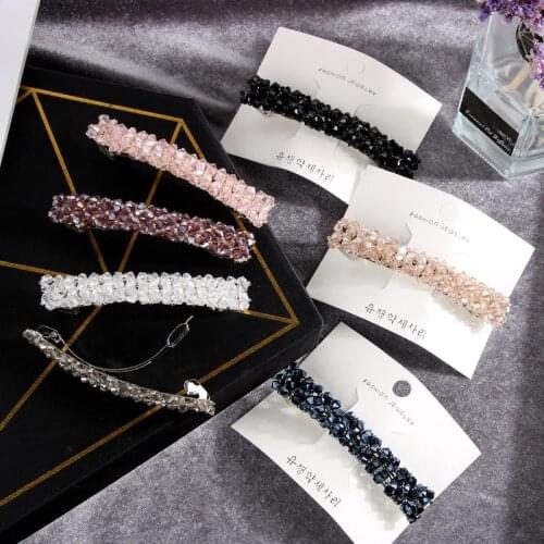 Korean Women Crystal Hairpins Hair Clips French Pins Women Hair Barrettes For Girls Hair Styling Tools Elastic Hair Accessories
