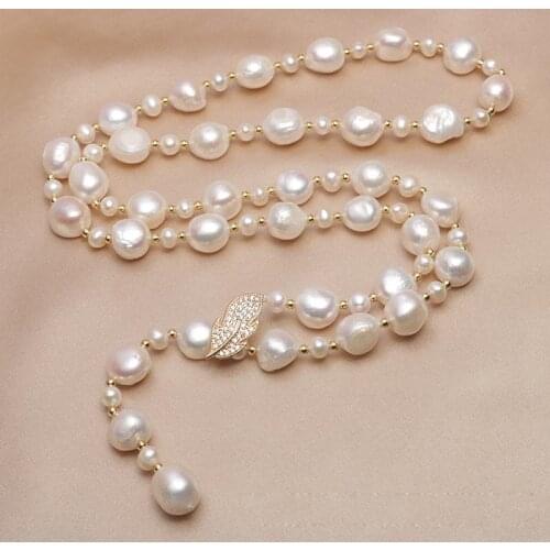Fashion Elegant Unique 80CM Long White Baroque Freshwater Pearl Necklace Jewelry High Quality New Year Gift For Women
