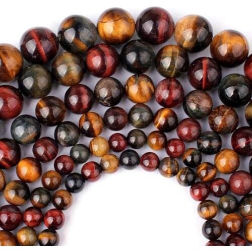 1 Strand 100% Natural Multi Tiger Eye Beads 4MM 6 MM 8MM 10MM 12MM Round Semi Gem Stone Jewelry Loose Beads 15.5"/Strand