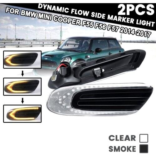 1 Pair Dynamic Side Repeater Day Light LED Flowing Side Marker Lights Turn Signal Lamp 12V Panel For MINI COOPER F55 F56 F57