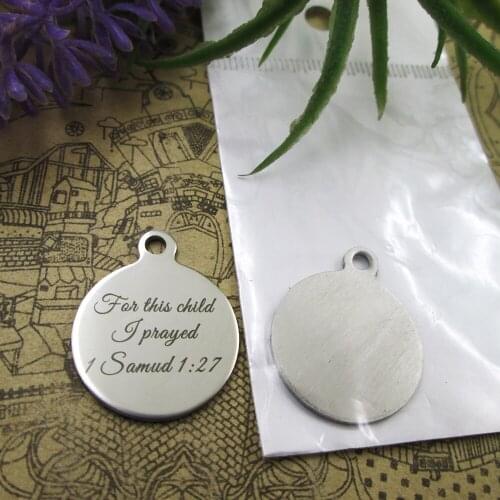 20pcs--"For This Child I Prayed 1 samud"stainless steel charms 5 styles for choosing DIY Charms for necklace bracelets