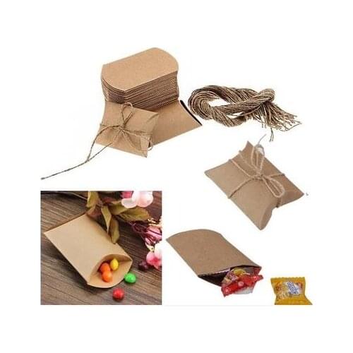 100Pieces/lot Kraft Pillow Shape Wedding Favor Gift Box Party Candy Box Wholesales Pillow boxes Wedding Favors and Gifts Box wit