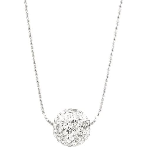 12mm disco Pave white crystal ball pendant necklace