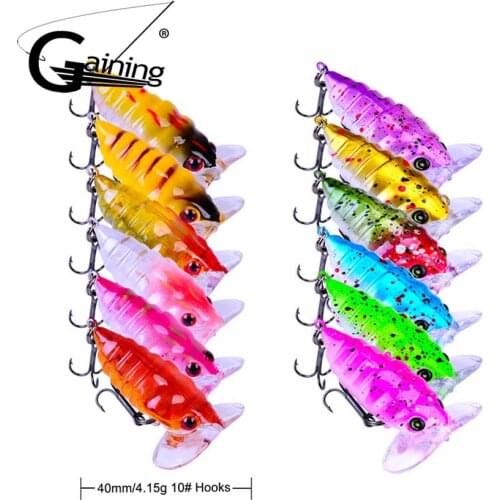 12pcs/lot Insect Fishing Lure 4cm 4.15g Cicada Fishing Bait Treble Barb Hooks Fishing Tackle Artificial Bait Fishing Accessories