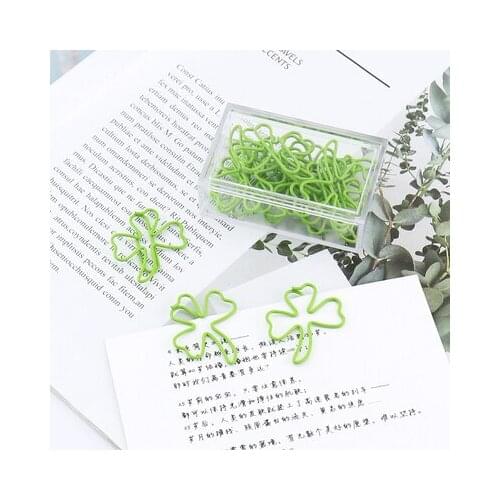 30 Clips Cute Binder Clips CLOVER Shaped Paper Clips Decorative Metal Clip For Office Paper Organizer