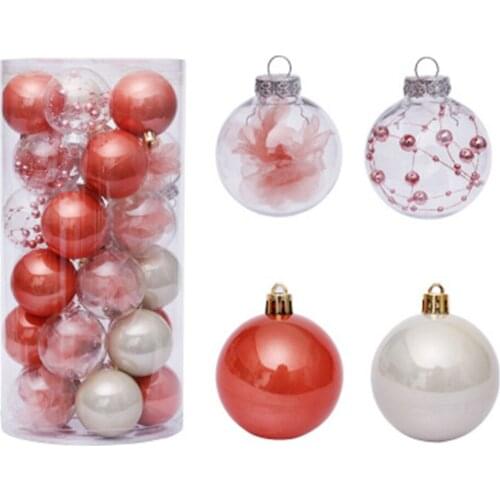 30pcs 6cm Shatterproof Christmas Transparent Ball Decoration Set Creative Baubles Pendant Christmas Tree Hanging Ball Decoration