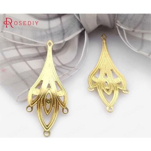 30581-G)40PCS 35x13.5MM Not plated color Brass Earring Connector Charms Jewelry Making Supplies Diy Findings Accessories