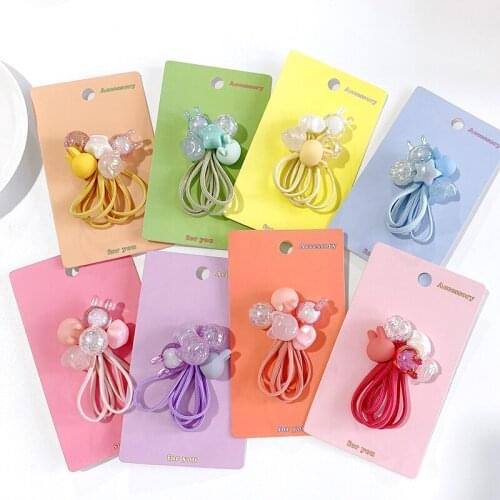 5pcs/lot Girls Colorful Heart Star Hair Tie Bands Kids Bunny Elastic Tiny Hair Ponytail Holder Headwear Accessories