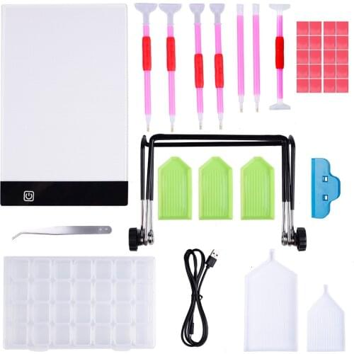 5D Diamond Embroidery Accessories with A5 light Pad 37pcs Diamond Painting Pen Cross Stitch Tool Kit for Adult Kids