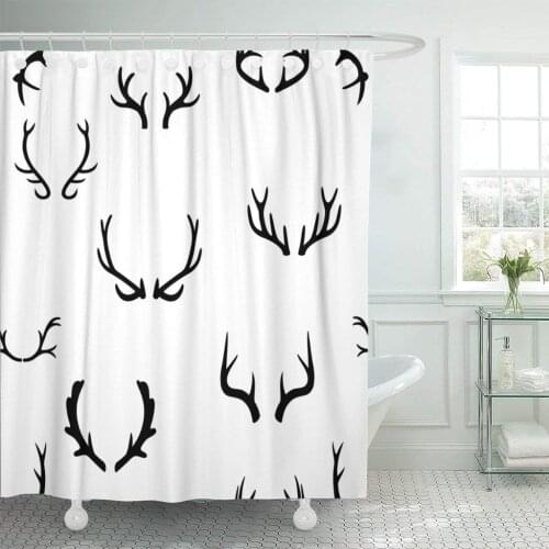 Abstract Deer Antlers Animal Beast Beautiful Black Bright Shower Curtain Waterproof Polyester Fabric 72 x 72 Inches with Hooks