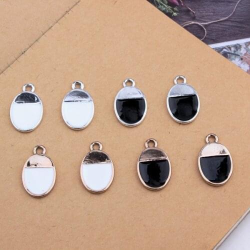 Antique Silver Gold Tone Charm Simple Oval Charms Handmade Jewelry Making Accessories Pendants For Necklace Bracelet