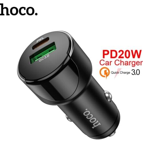 Hoco PD20W Car Charger Quick Charge QC3.0 Fast Charging For iPhone 12 Portable Dual Port USB Type C Car Charge For Xiaomi Mi 11