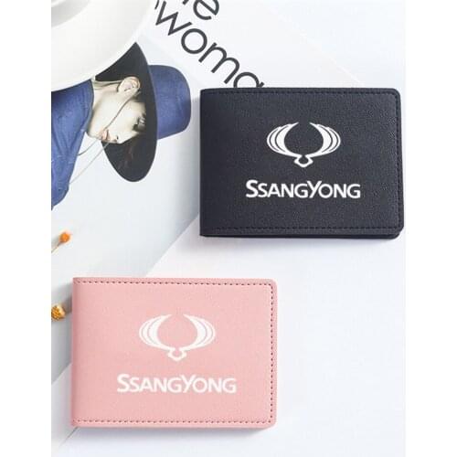 Car Premium Hand-Woven Leather Card Holder For Ssangyong kyron Rexton korando Actyon Sports Tivoli Accessories
