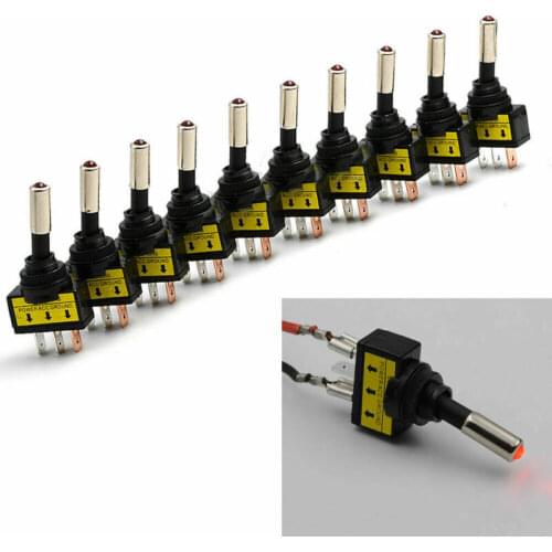 12V 20A Car Auto Red LED Light Toggle Rocker Switch 3Pin SPST ON/OFF Sales