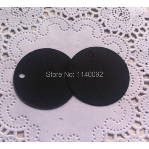 Free shipping 500 pcs a lot blank dia. 3.5cm 350 gsm round black paper hang tag/baking price tag/garment printed paper tag