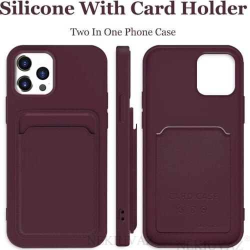 Case For iPhone 12 Case With Card Holder Silicone Cover For iPhone 11 Pro Max XR X XS Max 7 8P 8 Plus SE 2020 12 Mini Case Cover