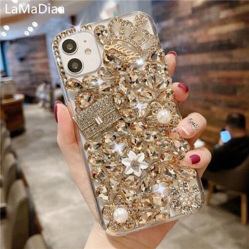 Phone Case Bling Diamond For Xiaomi Redmi5 6 4X 5A 6A 7A 8A 9A Note4 5 6 7 8 9 Pro 4X 5A Clear Crystal Cover Crown Flower Decora