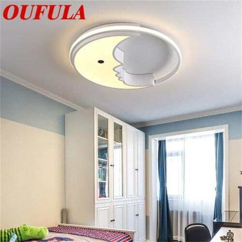 OUFULA Childrens Ceiling Lamp Moon Modern Fashion Suitable For Childrens Room Bedroom Kindergarten
