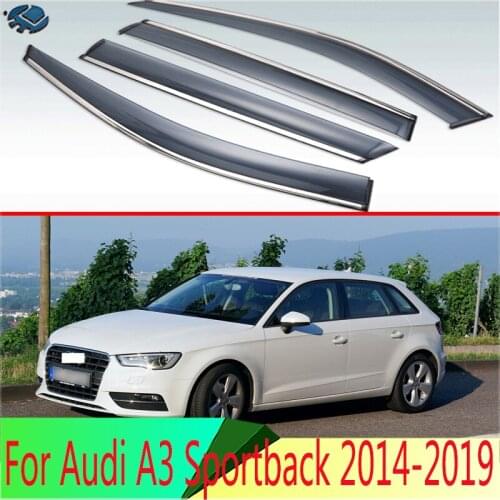 For Audi A3 Sportback 2013-2019 Plastic Exterior Visor Vent Shades Window Sun Rain Guard Deflector 4pcs 2015 2016 2017 2018 2014