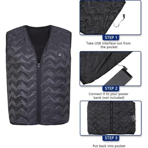 Electric Vest for Men Women USB Charging Lightweight Intelligent Temperature Control Heating Vest 5 Heated Zones Washable