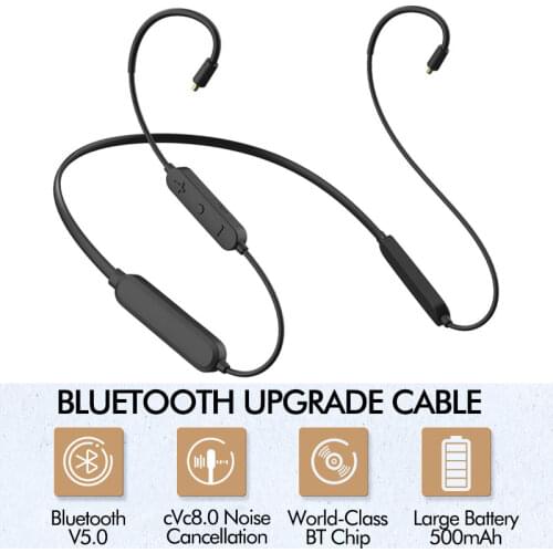 500mAh Bluetooth 5.0 Hybrid In-Ear Metal HiFi Headsets Upgrade Cable APTX HD Adaptive KZ ZAX ZSX ZS10 PRO AS12 CA16 C10 BA8 DM7