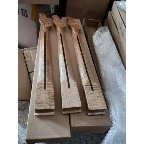 1pc Flame Maple Electric Guitar Neck 22 Fret maple Fretboard Dots Inlay Gloss