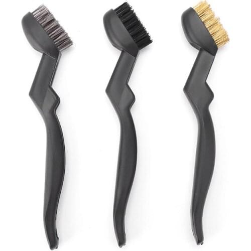 Hot 3pcs Wire Brush Nylon/Brass/Stainless Steel Bristle with Curved Handle Grip for Rust Dirt & Paint Scrubbing