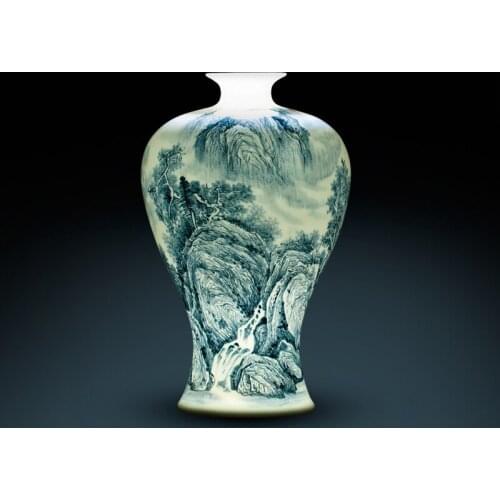 Jingdezhen Ceramics vase Chinese Antique Hand Painted Blue And White Landscaping Vase Home Living Room collection porcelain vase