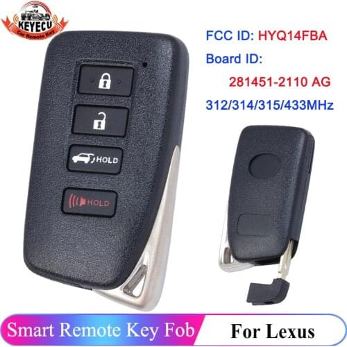 KEYECU Keyless Go Smart Key 4 Button FSK 315MHz 8A Chip SUV for Lexus NX200 FCC ID: HYQ14FBA Board 2110