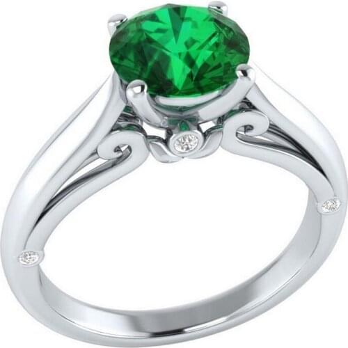 Classical Brand New Fashion Promise Rings Jewelry 925 Sterling Silver Fill Round Cut Green 5A Cubic Zirconia Party Women Ring