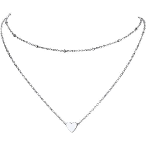 Starlord Layered Heart Necklace Jewelry Adjustable Initial Alphabet Letters Beaded Chain Gift For Women PSN429