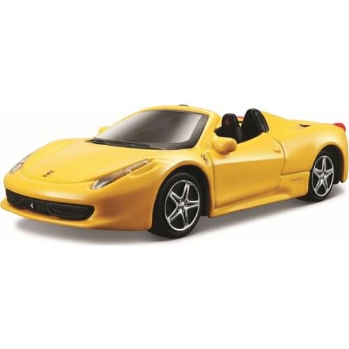 Bburago 1:43 Scale Ferrari 458 SPIDER YELLOW Alloy Luxury Vehicle Diecast Pull Back Cars Model Toy Collection Gift