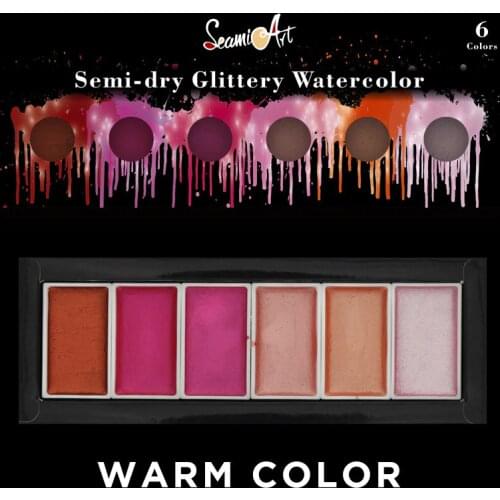 6 Colors Metallic Watercolor Painting Set Glitter Cool Warm Colors Paint Water Color Pigment for Artist Drawing Pan Art Supplies