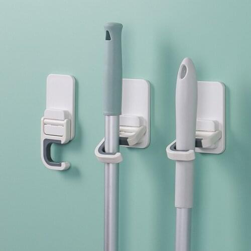 Wall Mounted Mop Holder Hooks Broom Mop Organizer for Bathroom Kitchen Toilet Brush Mops Clip Rack Kitchen Tools Hanger