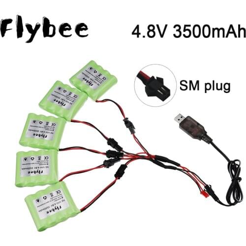 4.8v 3500mah Ni-MH Battery with usb Charger set For Rc toys Cars Tanks Robots Boats Guns NiMH AA 4.8v Rechargeable Battery Pack