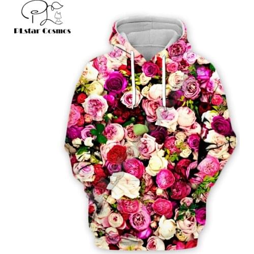 PLstar Cosmos Drop shipping 2019 New 3D Fashion Hoodies Bright rose flower Full Printed Hoodie Sweatshirt Unisex Streetwear