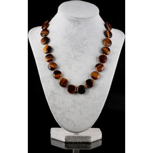 Natural Semi-precious Stone Agates Necklace Tiger Eye Stones Oblate Beaded Necklaces Chain for Women Men Jewelry Wholesale