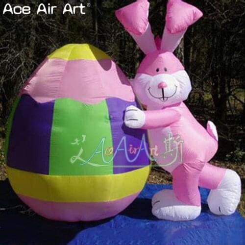 Easter inflatable decoration combination,inflatable easter egg and inflatable pink bunny