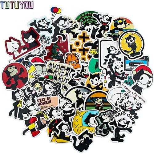 PC2642 44pcs/set Black Cat Cartoon Scrapbooking Stickers Decal For Guitar Laptop Luggage Car Fridge Graffiti Sticker
