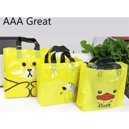 50pcs Bags Shopping Bag Supermarket Plastic Bags With Handle Food Packaging Clothes Underwear Shoes Gift Cartoon Storage Pouches