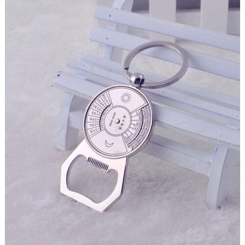 Custom practical gift metal zinc alloy pendant calendar multi-function bottle opener bank promotional gifts