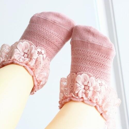 Princess Baby Socks Lace Flower Summer Thin Kids Girl Short Socks Breathable Solid Color Newborn Infant Toddler Socks